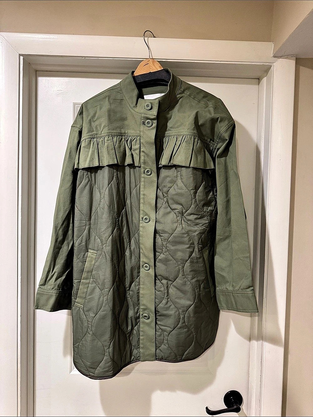 Anthropologie Quilted Utility Jacket in Green Size XL NWT